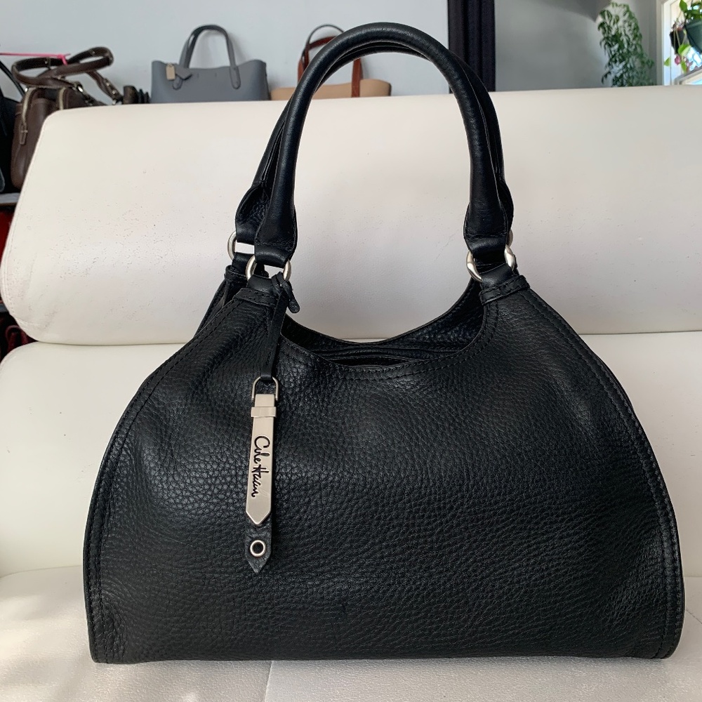 Cole Haan Black Pebbled Leather Hobo Bag Y2K Slouchy Quiet Luxury Shoulder Purse